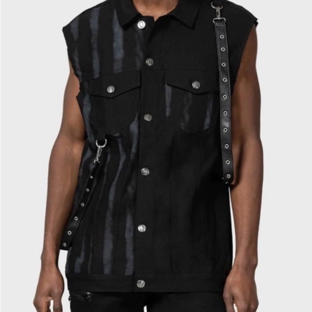 Men's Black Sleeveless Jacket